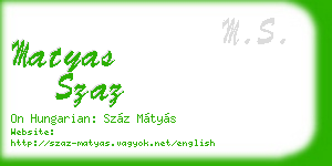 matyas szaz business card